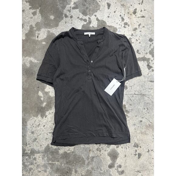 Frame Cut Off Polo Shirt Faded Noir‎ 100% Cotton Size S - Picture 1 of 6